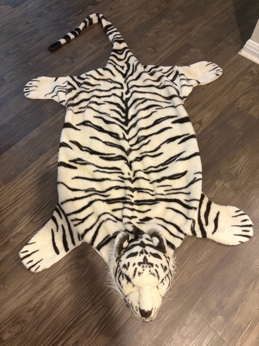 White Tiger Plush Rug.